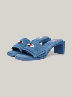 Sandały*Tommy Hilfiger Klapki Jeansowe Na Obcasie Klockowym DENIM