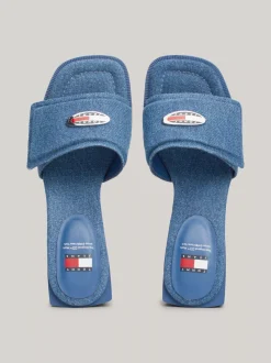 Sandały*Tommy Hilfiger Klapki Jeansowe Na Obcasie Klockowym DENIM