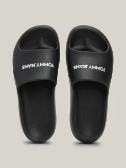 Sandały*Tommy Hilfiger Klapki Na Grubej Platformie Z Logo BLACK