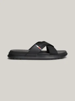 Sandały I Japonki*Tommy Hilfiger Klapki Plażowe Z Paskami Na Krzyż BLACK
