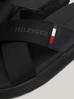 Sandały I Japonki*Tommy Hilfiger Klapki Plażowe Z Paskami Na Krzyż BLACK