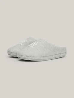 Płaskie Buty*Tommy Hilfiger Klapki Z Haftowanym Monogramem TH LIGHT GREY HEATHER