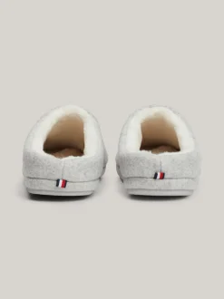 Płaskie Buty*Tommy Hilfiger Klapki Z Haftowanym Monogramem TH LIGHT GREY HEATHER