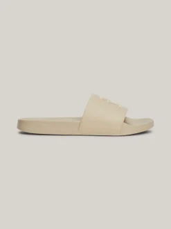 Sandały*Tommy Hilfiger Klapki Z Haftowanym Monogramem TH BEIGE