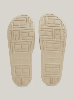Sandały*Tommy Hilfiger Klapki Z Haftowanym Monogramem TH BEIGE