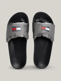 Sandały*Tommy Hilfiger Klapki Z Metalicznym Paskiem SILVER
