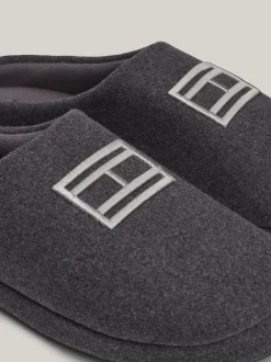 Buty Casual*Tommy Hilfiger Klapki Z Wyhaftowaną Flagą DARK ASH