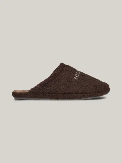 Buty Casual*Tommy Hilfiger Klapki Z Wyhaftowanym Logo DARK COFFEE
