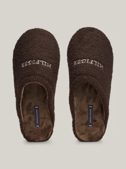 Buty Casual*Tommy Hilfiger Klapki Z Wyhaftowanym Logo DARK COFFEE