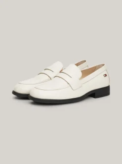 Mokasyny & Loafers|Płaskie Buty*Tommy Hilfiger Klasyczne Skórzane Mokasyny Z Flagą CLASSIC BEIGE