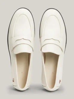 Mokasyny & Loafers|Płaskie Buty*Tommy Hilfiger Klasyczne Skórzane Mokasyny Z Flagą CLASSIC BEIGE