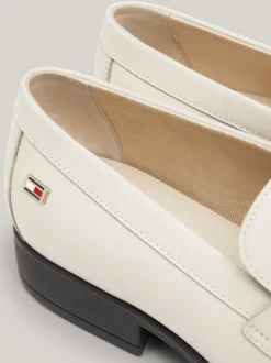 Mokasyny & Loafers|Płaskie Buty*Tommy Hilfiger Klasyczne Skórzane Mokasyny Z Flagą CLASSIC BEIGE