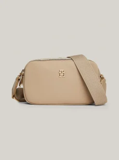 Torebki Na Pasku*Tommy Hilfiger Kompaktowa Torebka Z Sygnowanym Zamkiem BEIGE