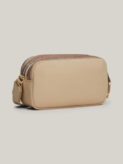 Torebki Na Pasku*Tommy Hilfiger Kompaktowa Torebka Z Sygnowanym Zamkiem BEIGE