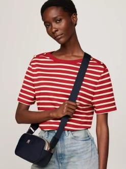 Torebki Na Pasku*Tommy Hilfiger Kompaktowa Torebka Z Sygnowanym Zamkiem SPACE BLUE