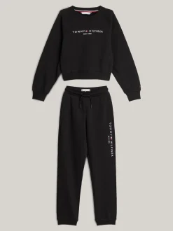 Bluzy Dresowe I Z Kapturem*Tommy Hilfiger Komplet Z Bluzą I Joggerami Z Logo BLACK