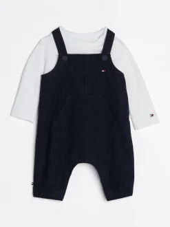 Dziewczynki|Chłopcy*Tommy Hilfiger Komplet Ze Sztruksowymi Ogrodniczkami DESERT SKY