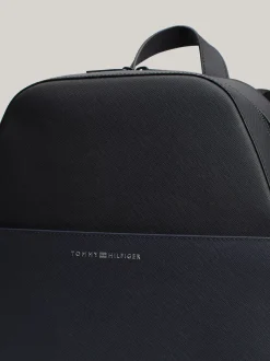 Plecaki*Tommy Hilfiger Kopułowy Skórzany Plecak TH Business BLACK