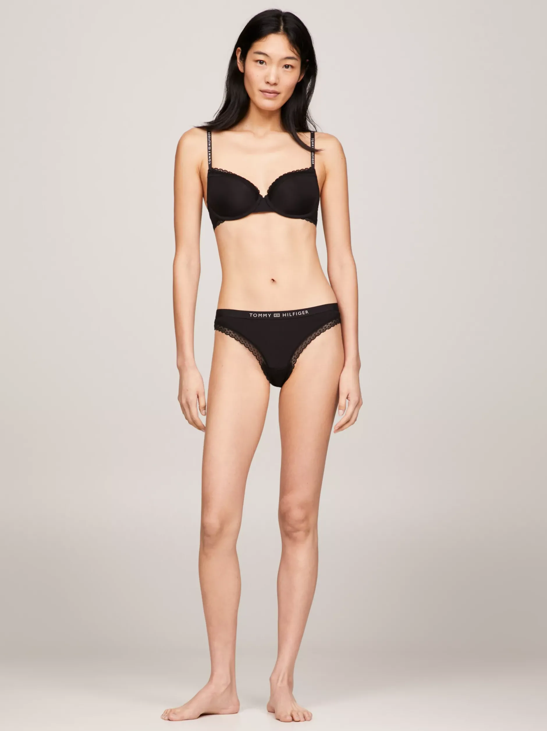 Biustonosze|Bielizna*Tommy Hilfiger Koronkowy Biustonosz Z Miseczkami Half-cup BLACK