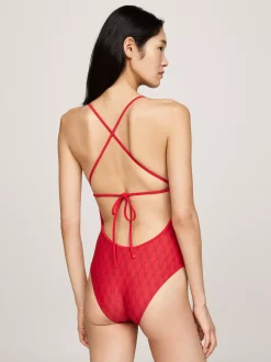 Stroje Kąpielowe*Tommy Hilfiger Kostium Kąpielowy Z Kwadratowym Dekoltem DIAMOND FLAG RED PRINT