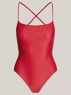 Stroje Kąpielowe*Tommy Hilfiger Kostium Kąpielowy Z Kwadratowym Dekoltem DIAMOND FLAG RED PRINT