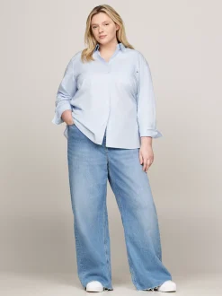 Koszule & Bluzki*Tommy Hilfiger Koszula Curve O Kroju Oversize BREEZY BLUE