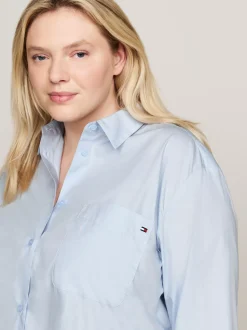 Koszule & Bluzki*Tommy Hilfiger Koszula Curve O Kroju Oversize BREEZY BLUE