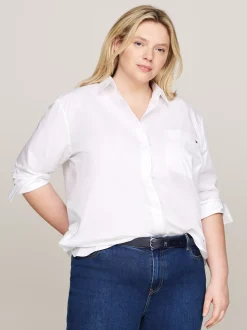 Koszule & Bluzki*Tommy Hilfiger Koszula Curve O Kroju Oversize TH OPTIC WHITE