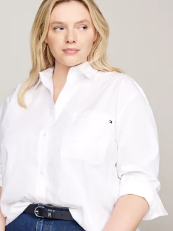 Koszule & Bluzki*Tommy Hilfiger Koszula Curve O Kroju Oversize TH OPTIC WHITE