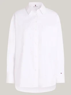 Koszule & Bluzki*Tommy Hilfiger Koszula Curve O Kroju Oversize TH OPTIC WHITE