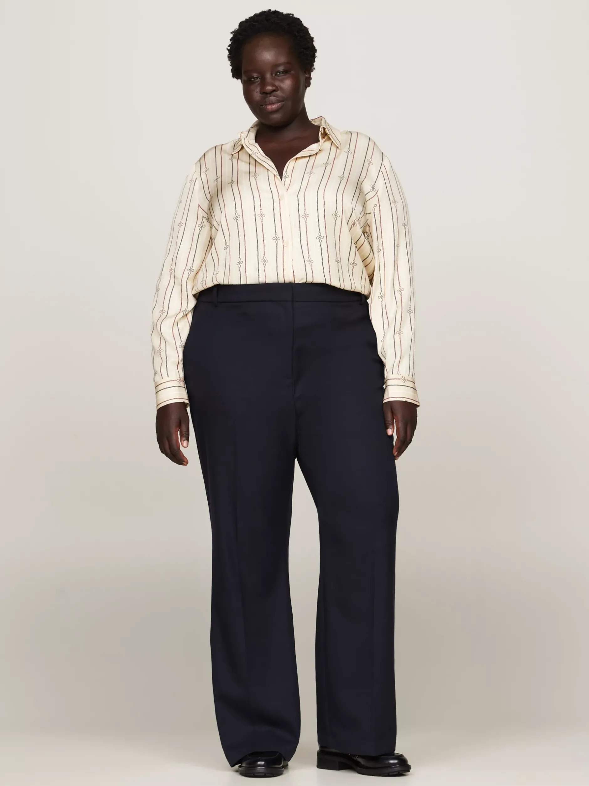 Koszule & Bluzki*Tommy Hilfiger Koszula Curve O Regularnym Kroju MULTI ROPE KNOT STP/ COUNTRY IVORY