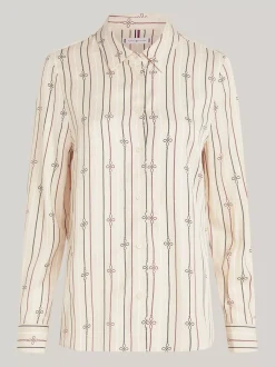 Koszule & Bluzki*Tommy Hilfiger Koszula Curve O Regularnym Kroju MULTI ROPE KNOT STP/ COUNTRY IVORY