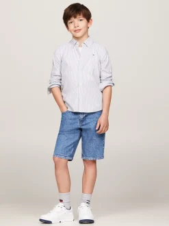 Koszule*Tommy Hilfiger Koszula Essential Flex W Delikatne Prążki AEGEAN SEA/WHITE