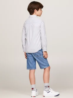 Koszule*Tommy Hilfiger Koszula Essential Flex W Delikatne Prążki AEGEAN SEA/WHITE