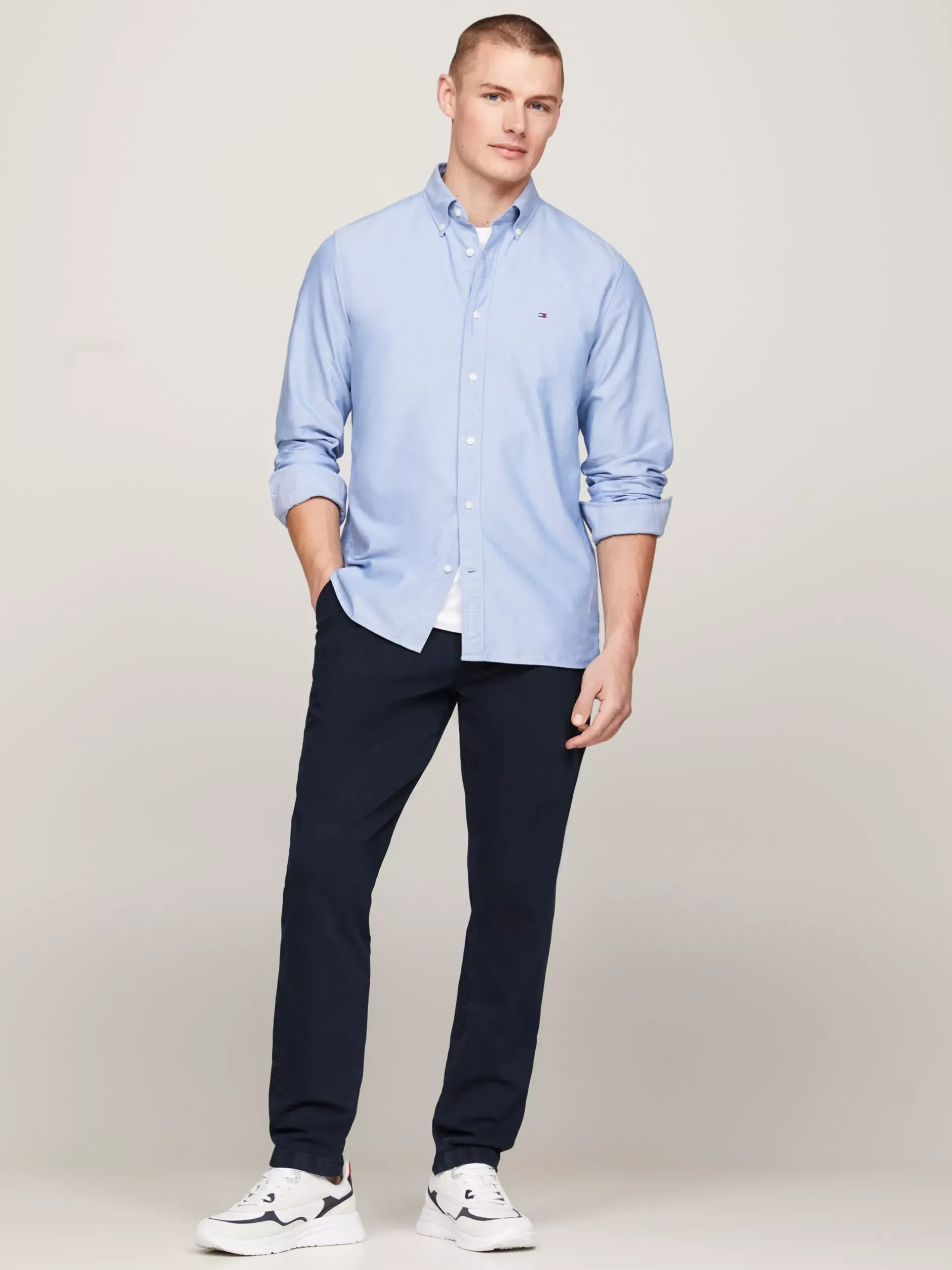 Koszule*Tommy Hilfiger Koszula Heritage Z Bawełny Oxford SHIRT BLUE