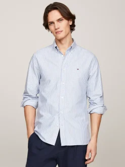 Koszule*Tommy Hilfiger Koszula Heritage Z Bawełny Oxford W Paski SHIRT BLUE / WHITE