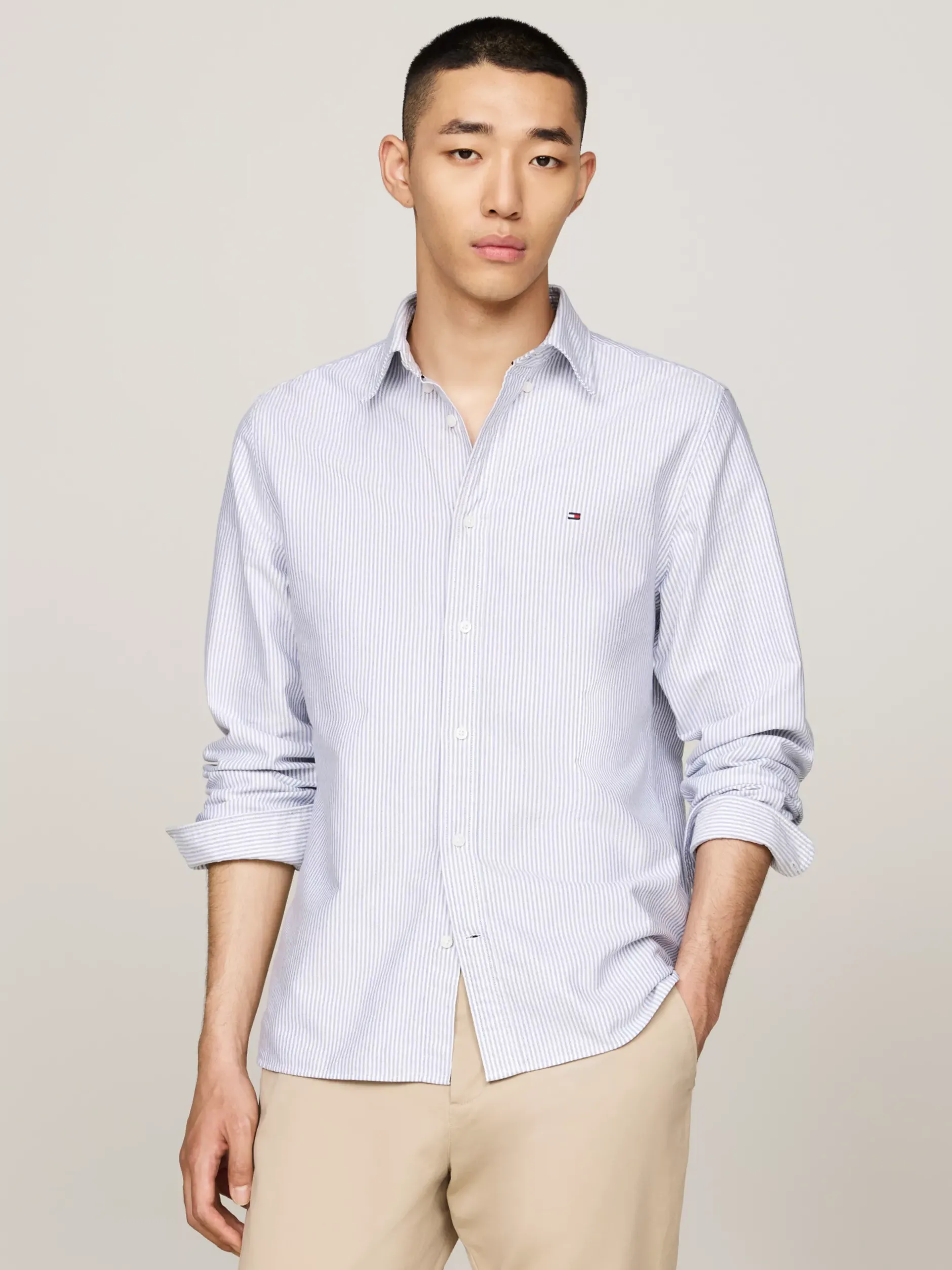 Koszule*Tommy Hilfiger Koszula Heritage Z Bawełny Oxford W Paski ROYAL BLUE / WHITE