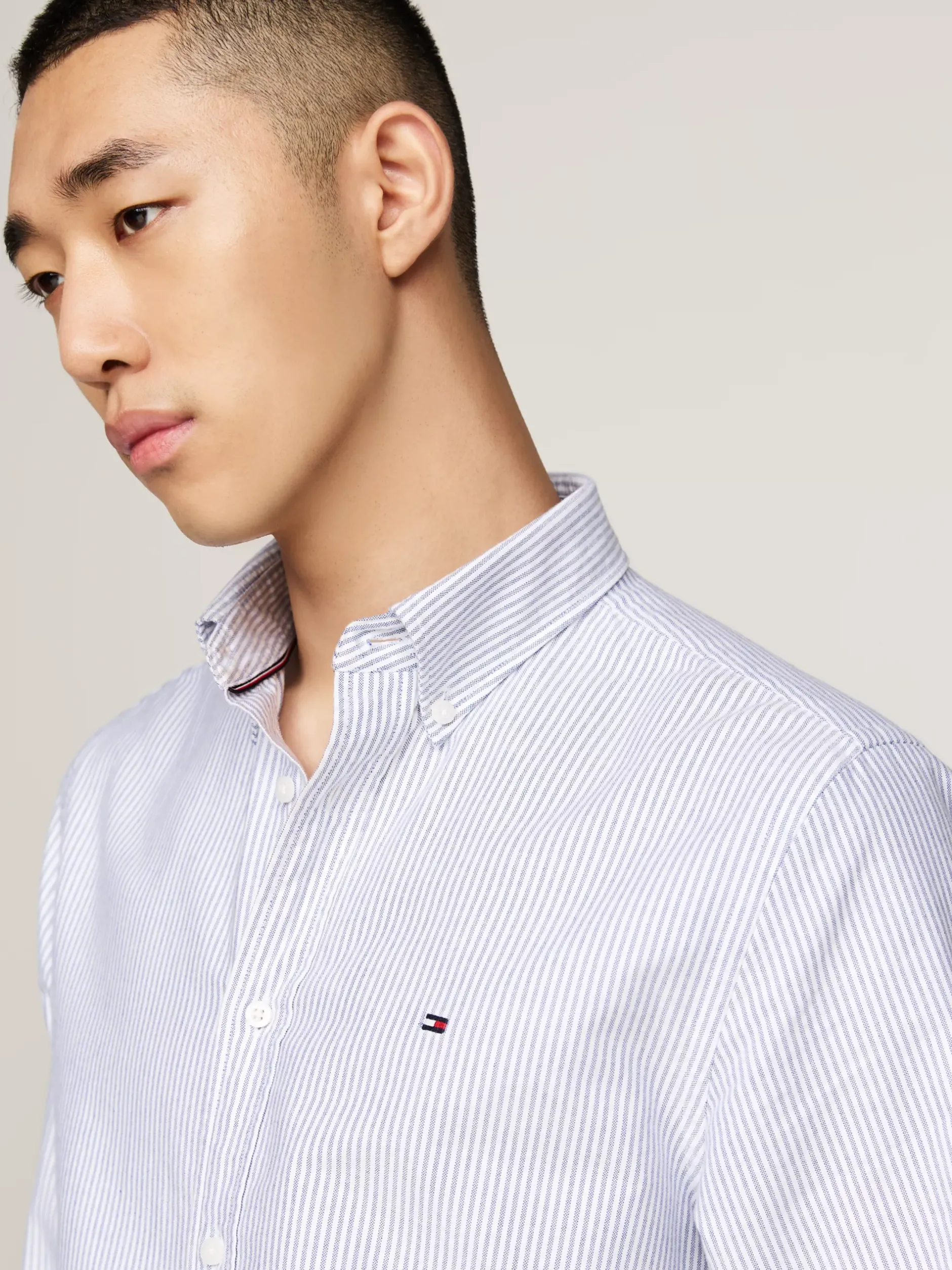 Koszule*Tommy Hilfiger Koszula Heritage Z Bawełny Oxford W Paski ROYAL BLUE / WHITE