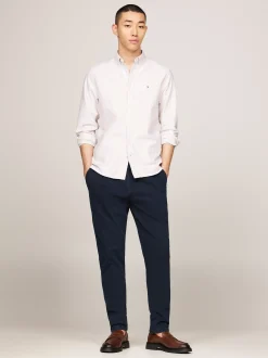 Koszule*Tommy Hilfiger Koszula Heritage Z Bawełny Oxford W Paski CLASSIC KHAKI / WHITE