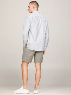 Koszule*Tommy Hilfiger Koszula Heritage Z Bawełny Oxford W Paski ORNAMENTAL GREEN / OPTIC WHITE
