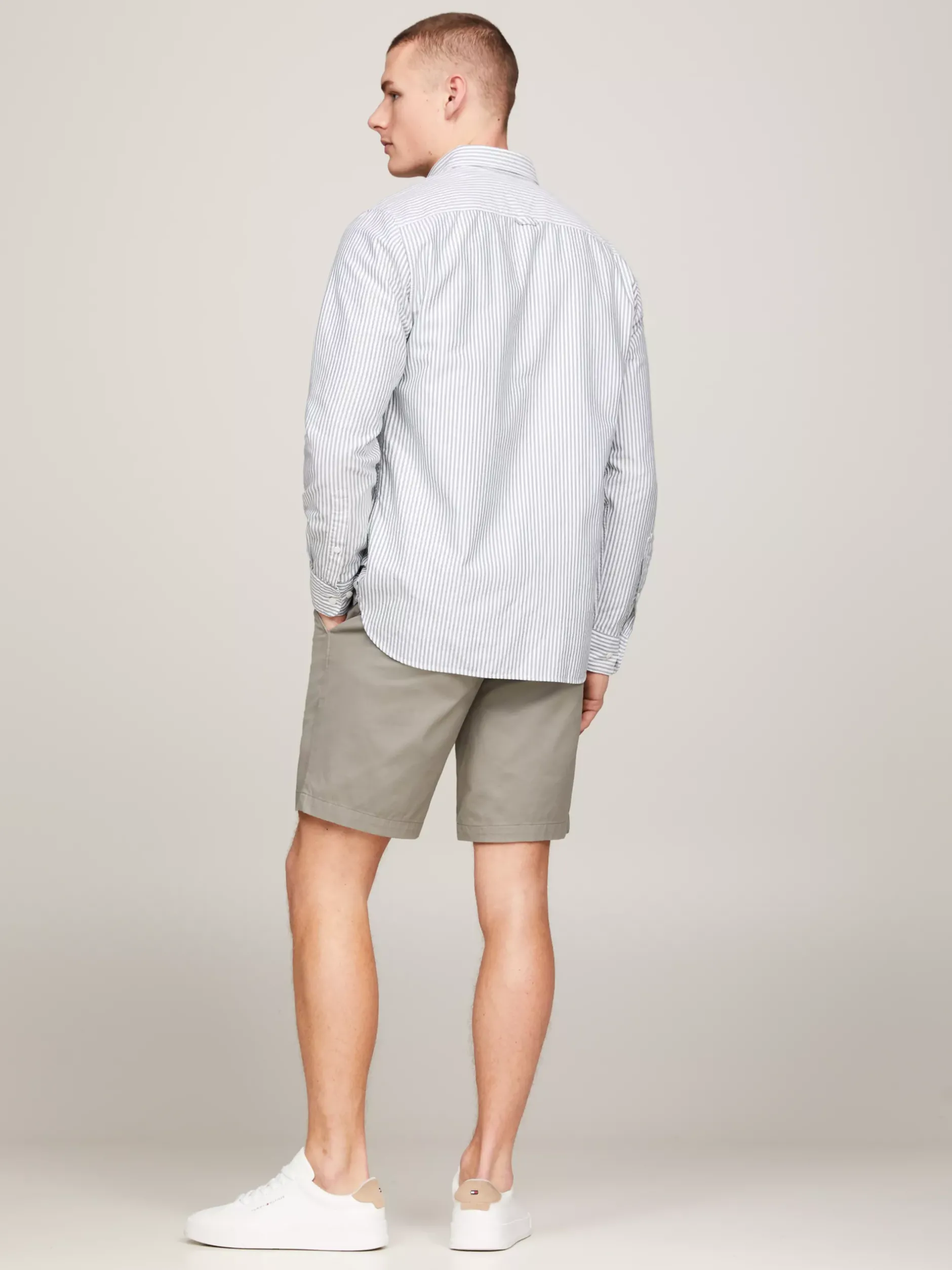 Koszule*Tommy Hilfiger Koszula Heritage Z Bawełny Oxford W Paski ORNAMENTAL GREEN / OPTIC WHITE