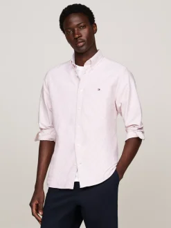 Koszule*Tommy Hilfiger Koszula Heritage Z Bawełny Oxford W Paski TERRA RED / WHITE