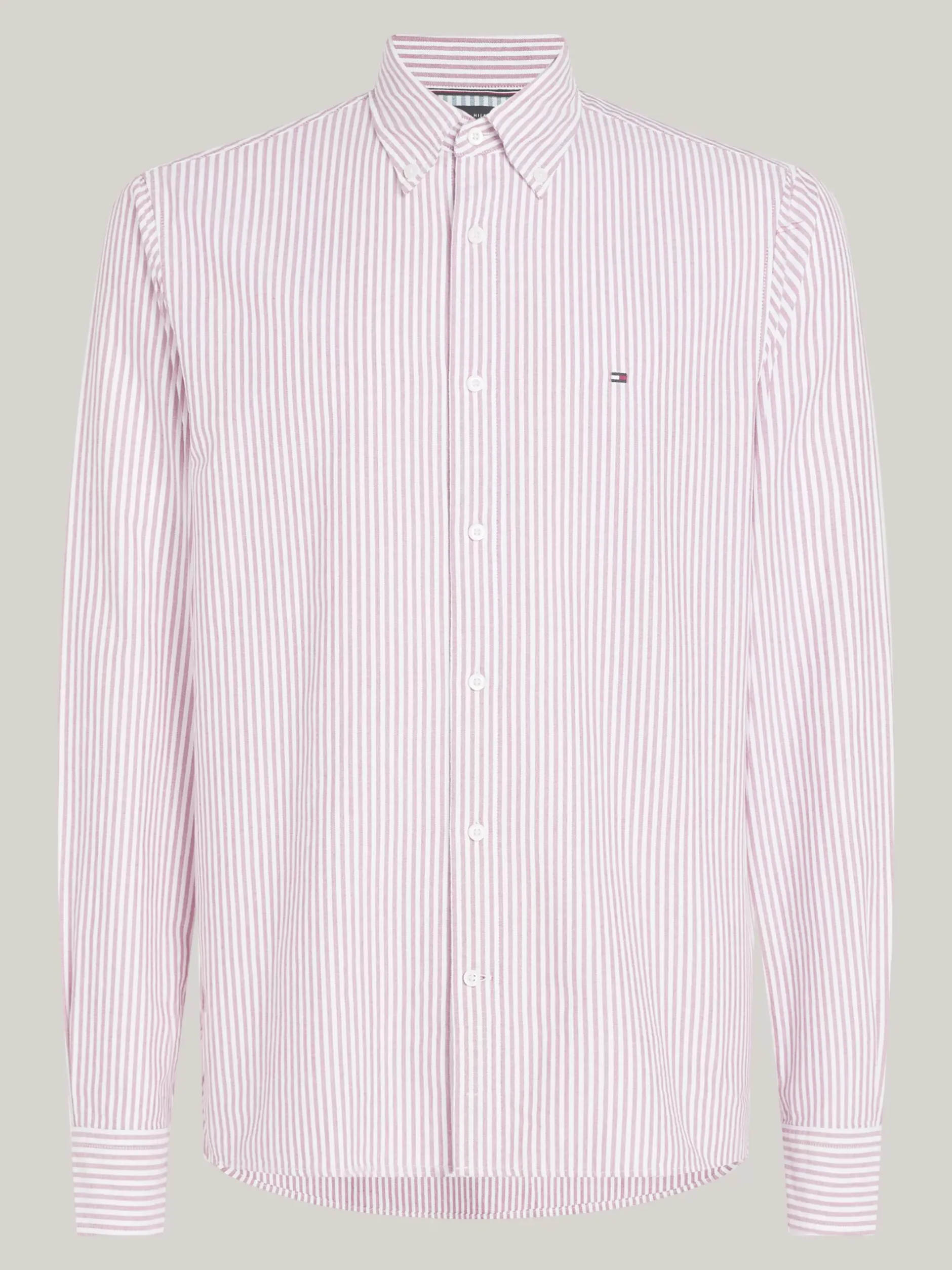 Koszule*Tommy Hilfiger Koszula Heritage Z Bawełny Oxford W Paski TERRA RED / WHITE