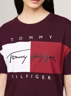 Piżamy & Odziez Nocna|Stroje Domowe*Tommy Hilfiger Koszula Nocna TH Heritage Z Logo DEEP BURGUNDY