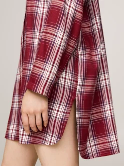 Piżamy & Odziez Nocna|Stroje Domowe*Tommy Hilfiger Koszula Nocna TH Original PLAID CHECK DEEP ROUGE