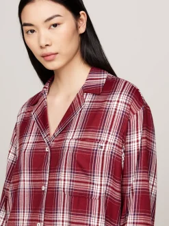 Piżamy & Odziez Nocna|Stroje Domowe*Tommy Hilfiger Koszula Nocna TH Original PLAID CHECK DEEP ROUGE