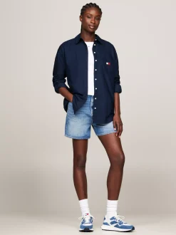 Koszule & Bluzki*Tommy Hilfiger Koszula O Kroju Boyfriend Z Naszywką DARK NIGHT NAVY