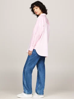 Koszule & Bluzki*Tommy Hilfiger Koszula O Kroju Oversize W Paski BALLET PINK / MULTI