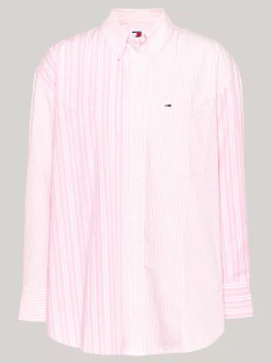 Koszule & Bluzki*Tommy Hilfiger Koszula O Kroju Oversize W Paski BALLET PINK / MULTI