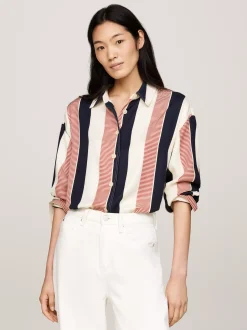 T-Shirty*Tommy Hilfiger Koszula O Kroju Oversize Z Metalową Flagą LADDER GLOBAL STP/ COUNTRY IVORY